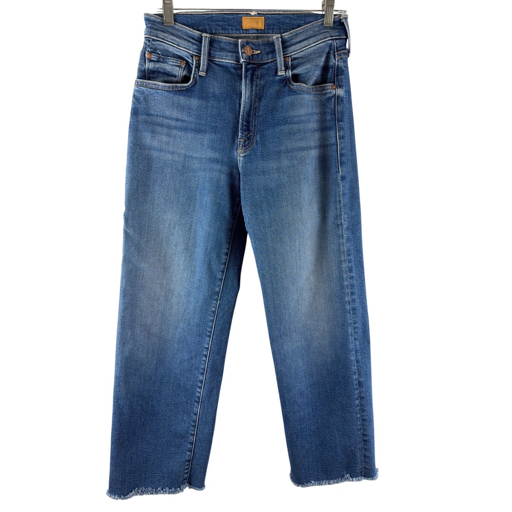 Mother The Mid Rise Rambler Zip Ankle Fray Jeans Sz 27 Straight Dugout Doobies - Picture 1 of 10